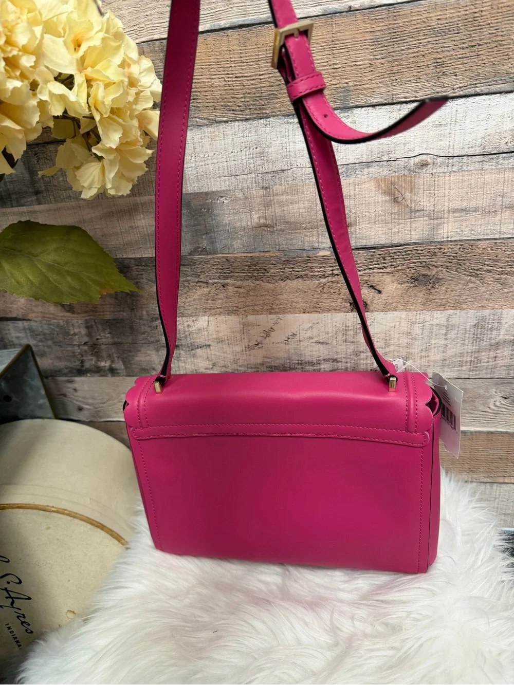 kate spade Hot Pink Scalloped Leather Crossbody with Gold-Tone Lock